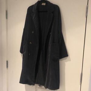Women's Dark Navy Corduroy Duster Coat